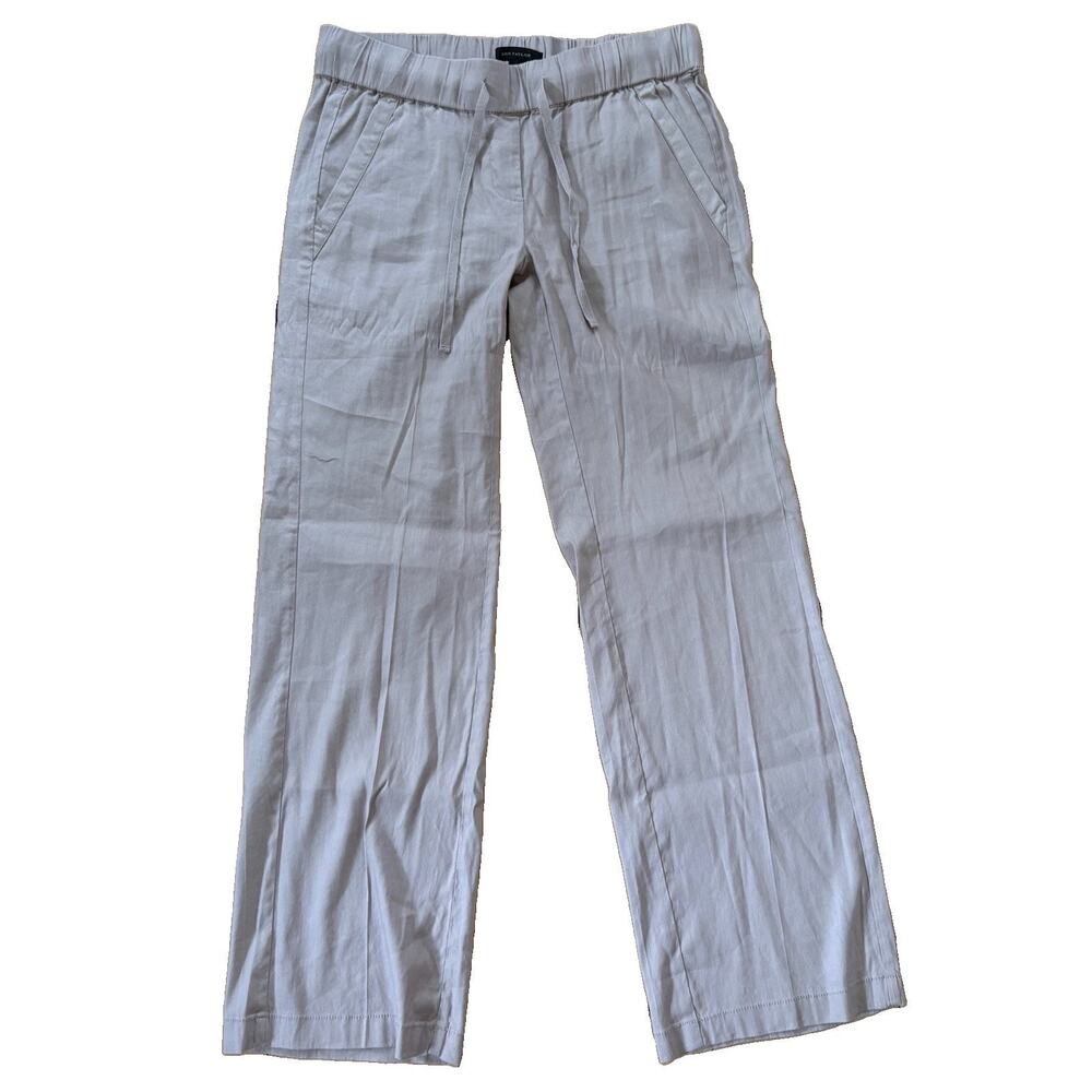 Ann Taylor Linen Rayon Pants Size 2 Beige Beach Coastal Drawstring MSRP $89